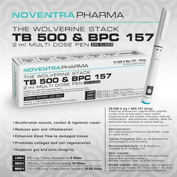 NOVENTRA Wolverine Stack - BPC-157 + TB-500 Compounds (Ready Format)